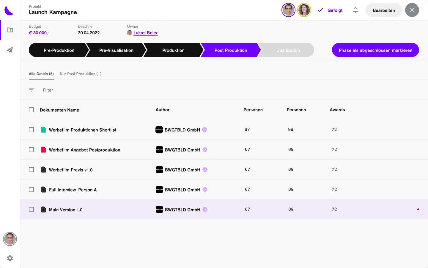 Konshu prototype: interface for the post-production stage of a video project