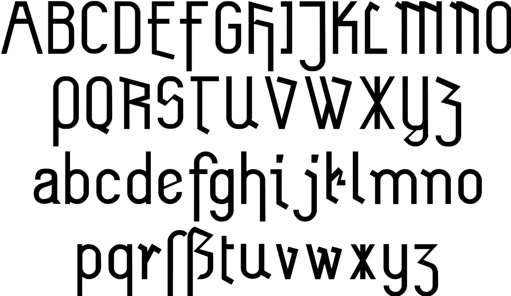 Schriftmuster der Zeche: eine Sans-Serif nach dem Vorbild alter deutscher Industrietypografie