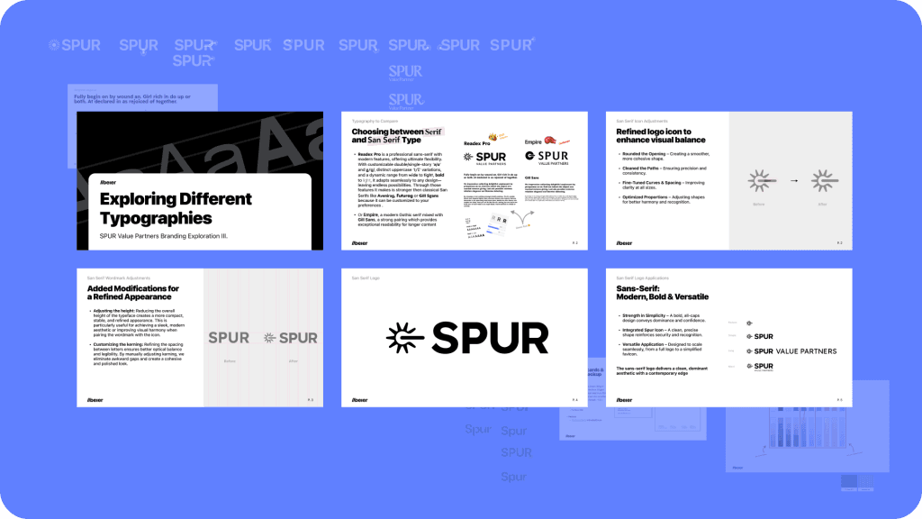 Typografie und Farbpalette der SPUR-Value-Partners-Identität