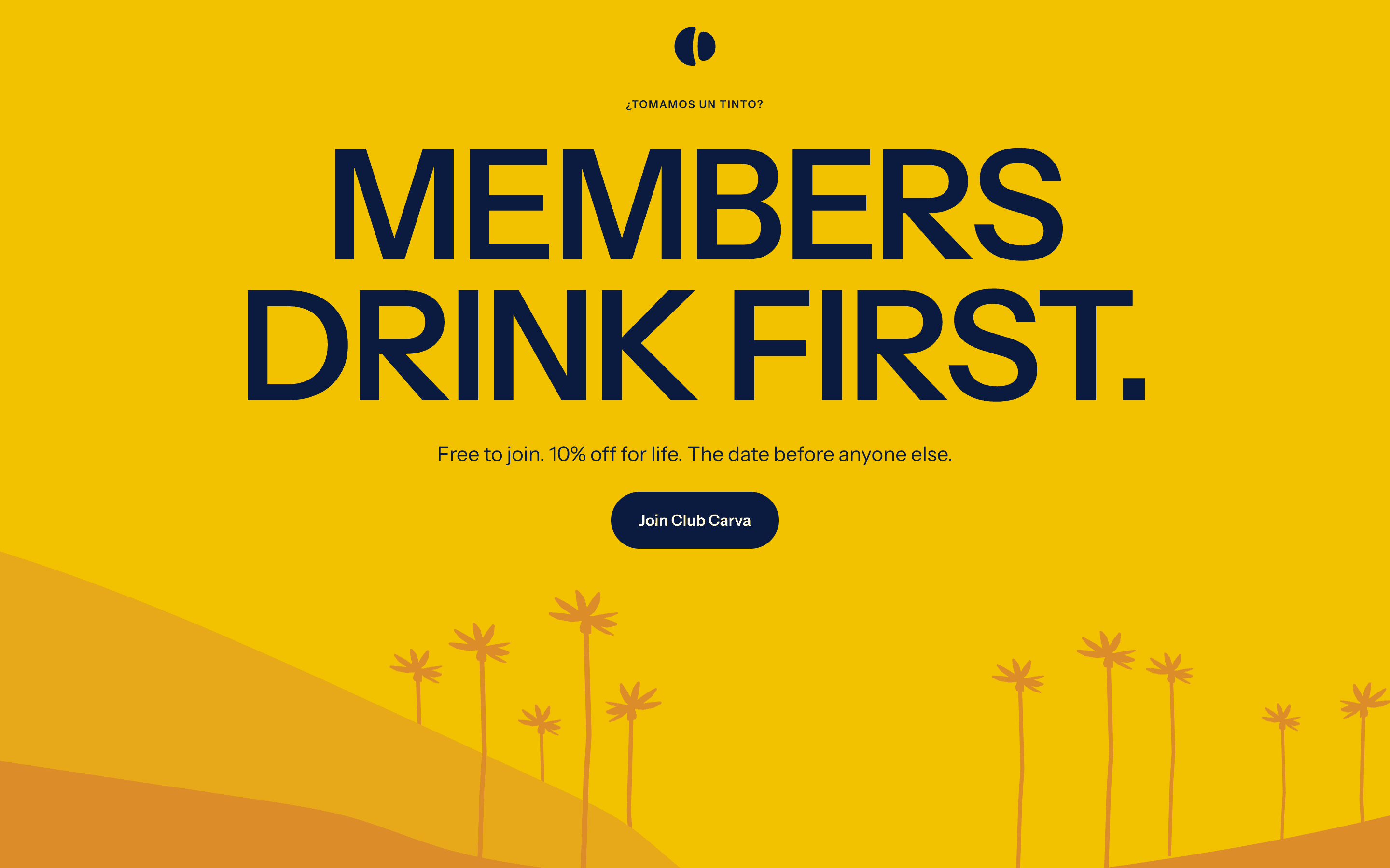 Website von Café Carva: Members drink first