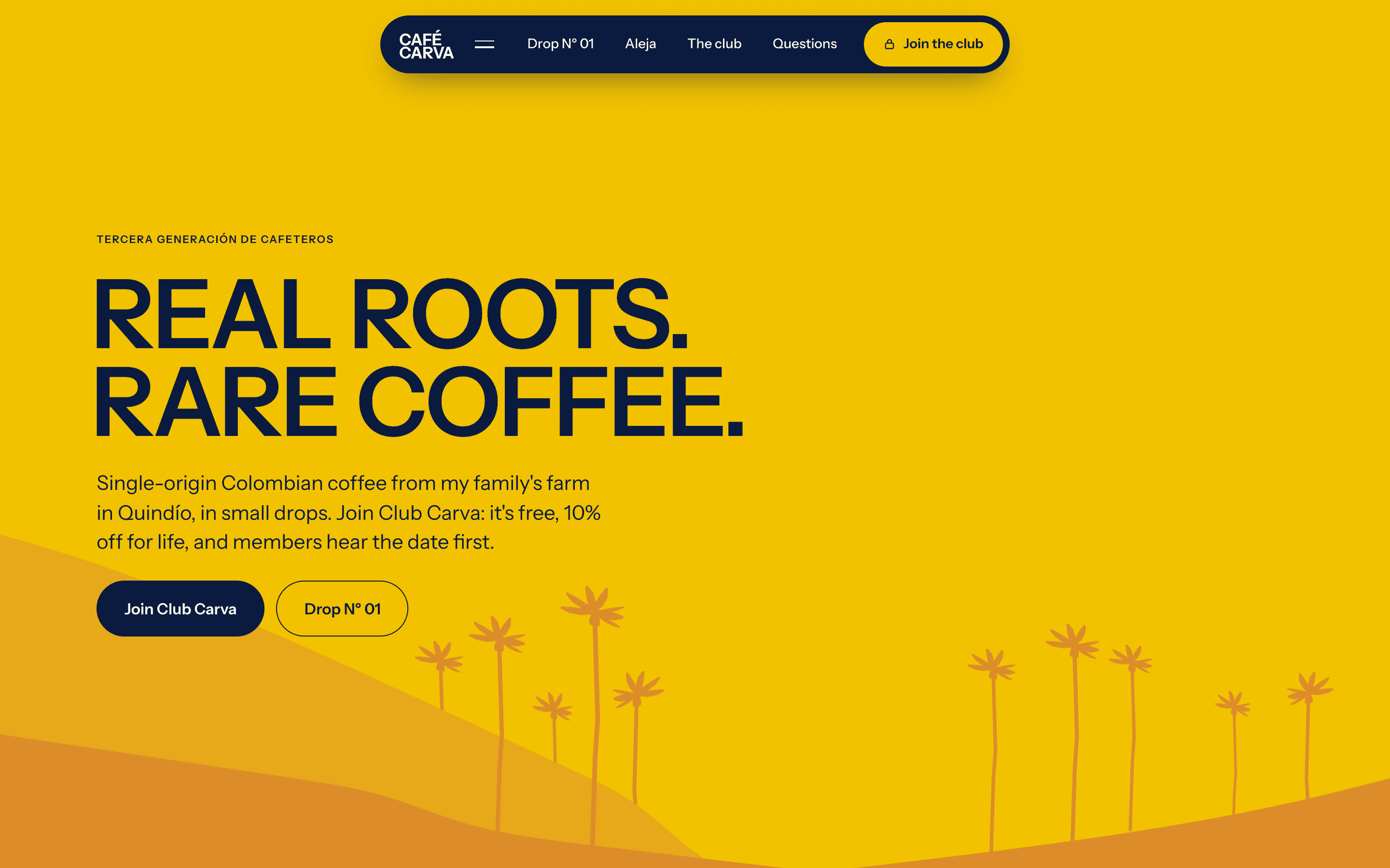 Startseite von Café Carva: Real roots. Rare coffee.
